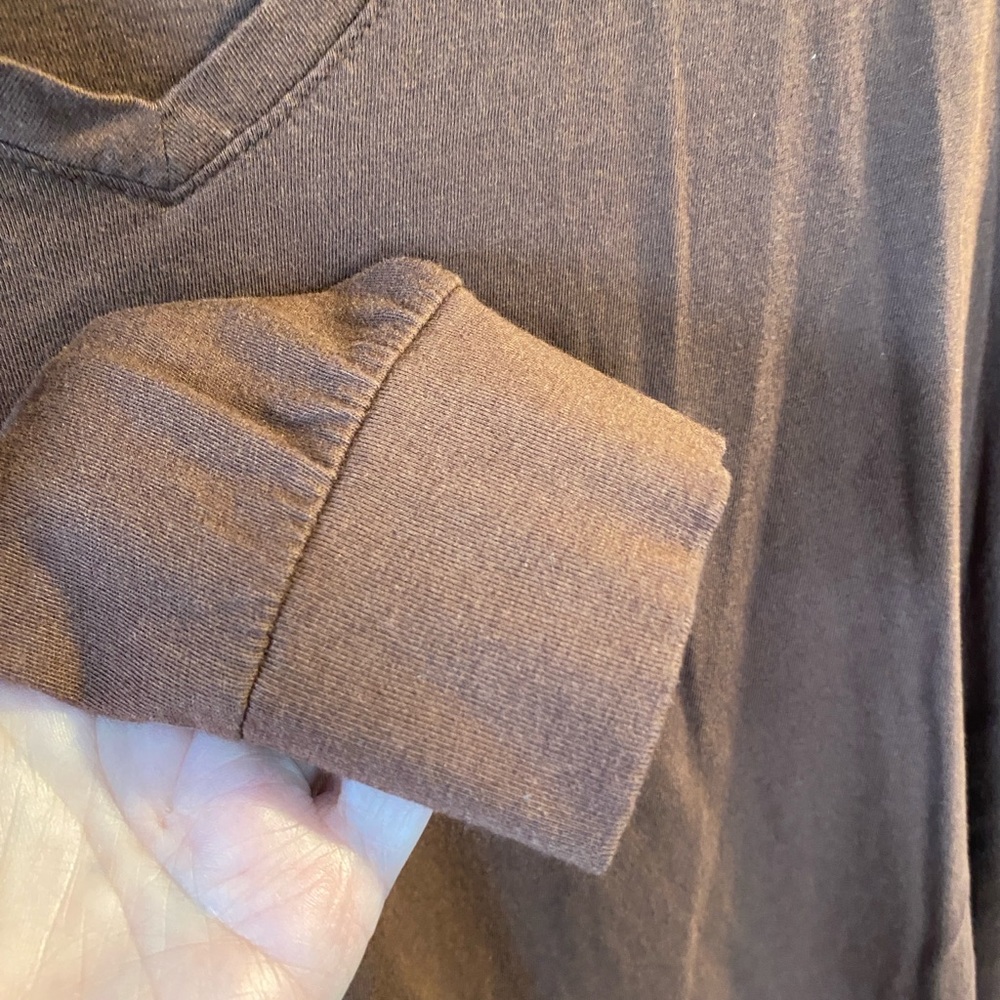 Terra & Sky Long Sleeve V-Neck Top in Rust Brown - Picture 3 of 5